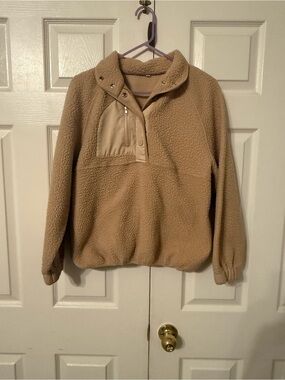 Kids Cozy Sherpa Pullover Jacket - Beige